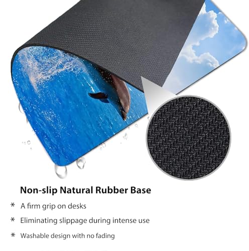 Dolphins Leaping in Harmony Over the Blue Ocean Mouse Pad, Mat for Desk - color: Cute Colorful Art Rec16
