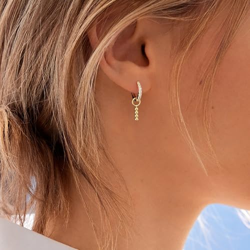 DAILY VIBES Cute Butterfly Star Cross Heart CZ Dangle Earrings for Women - color: Gold Bead Bar