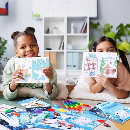 BenLouis 60Pcs Winter Mini Coloring Books Bulk for Kids Party Favors - style: Winter