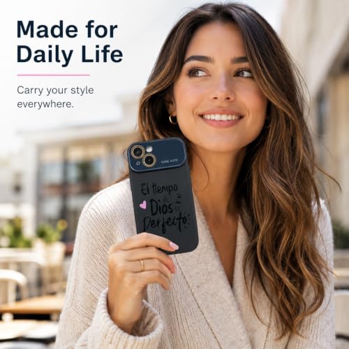 for iPhone 17 Pro Max Case God's Timing is Perfect Spanish Bible Verse Phone Case, Full Camera Lens Protection, Shockproof Drop Resistant Durable Cover (Black, iPhone 14) - color: black, size: iPhone 14