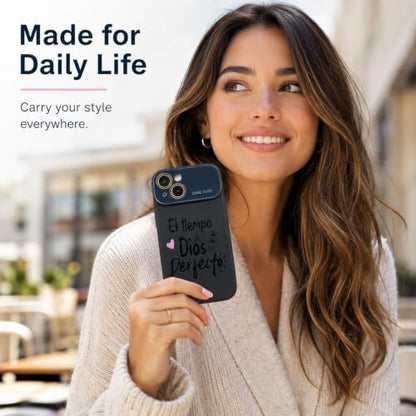 for iPhone 17 Pro Max Case God's Timing is Perfect Spanish Bible Verse Phone Case, Full Camera Lens Protection, Shockproof Drop Resistant Durable Cover (Black, iPhone 14) - color: black, size: iPhone 14