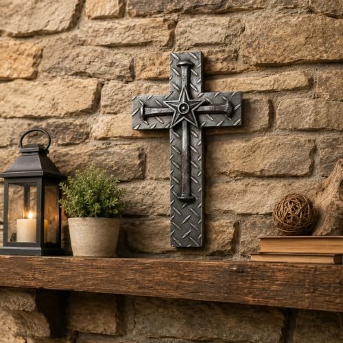 Comfy Hour 12 Inch Wall Cross for Home Decor, Nail Star Plaque