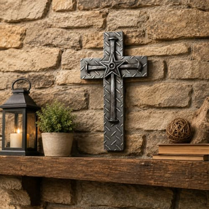 Comfy Hour 12 Inch Wall Cross for Home Decor, Nail Star Plaque