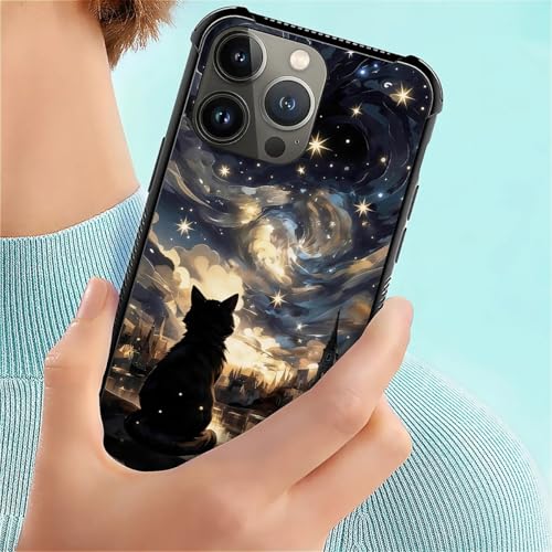 for iPhone 15 Pro Case | Classic Slim Cover Design | Black Cat Stars - color: Black Cat Stars, size: iPhone 15 Pro