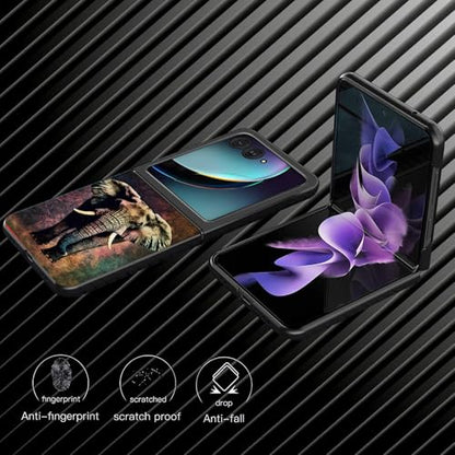 for Samsung Galaxy z flip 7 Case Elephant Art Design,Slim Fit Lightweight Hybrid Hard PC PU Leather Folding Phone Cover for Z Flip 7 6.9" - color: Elephant Art