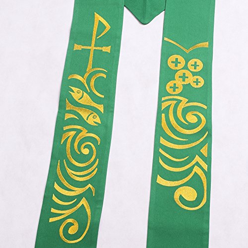 BLESSUME Green Stole Chasuble Clergy Pastor Embroidery Stole