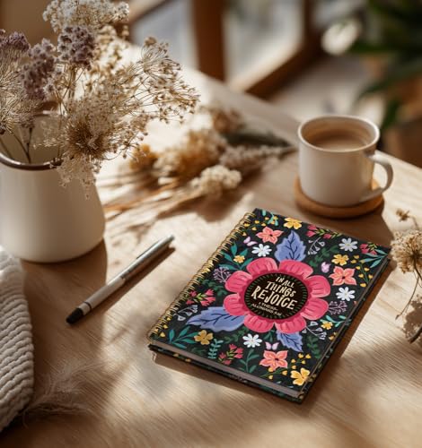 Christian Notebook For Women- Prayer Journal for Women Men,Inspirational Art Gifts for Church Members,Rejioce Alonians 5:16 Gold Spiral Bound Hardcover Bible Journaling,5.8"x8.3" - color: Alonians 5:16