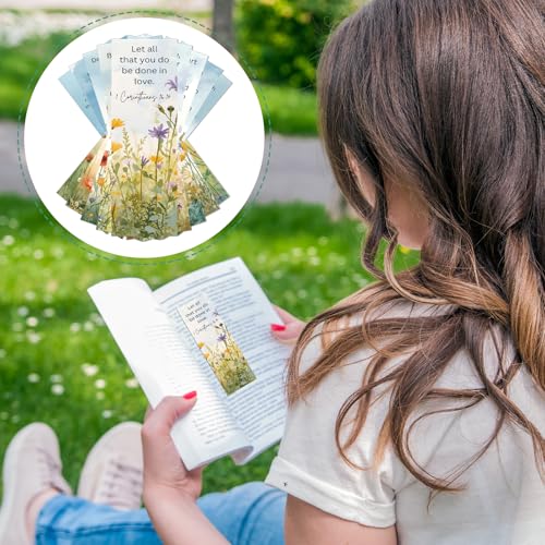 160 Pcs Flower Scripture Bookmarks Bible Verse Book Page Marks - color: Flower Scripture