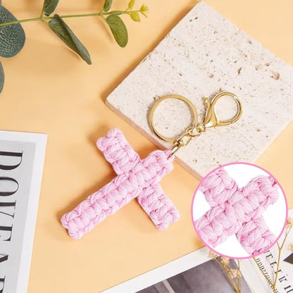 6 Set Cross Keychains, Christian Religious Keychains Bulk With Cards Organza Bags, Communion & Confirmation Presents - color: Multicolor