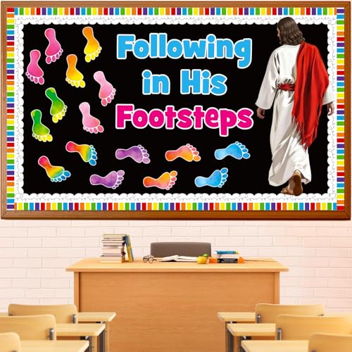 Huzobooby Christian Bulletin Board Set, Following in His Footsteps