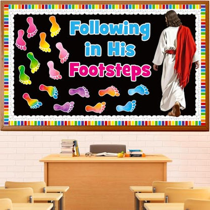 Huzobooby Christian Bulletin Board Set, Following in His Footsteps