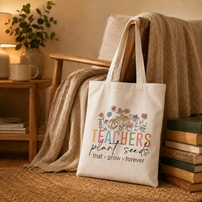 Teacher Appreciation Gifts, Teachers Plant Seeds That Grow Forever, Graphic Reusable Tote Bag for Women Teacher, Delicate Gifts for Women Teachers Friends, Beautiful Canvas Tote Bags - color: Style 11