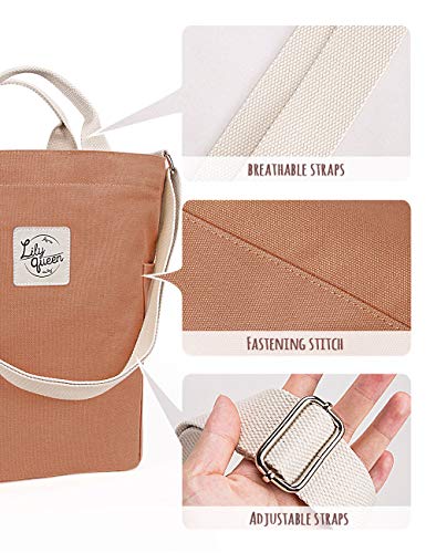 Lily queen Women Canvas Tote Handbags Casual Shoulder Work Bag Crossbody - color: Brown Sugar