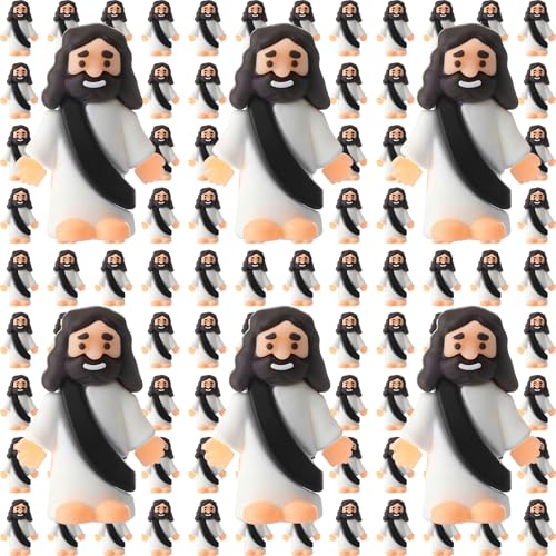 Barydat 100 Pcs Little Jesus Figures, Halloween Prank Props, Black - color: Black