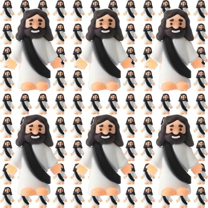 Barydat 100 Pcs Little Jesus Figures, Halloween Prank Props, Black - color: Black