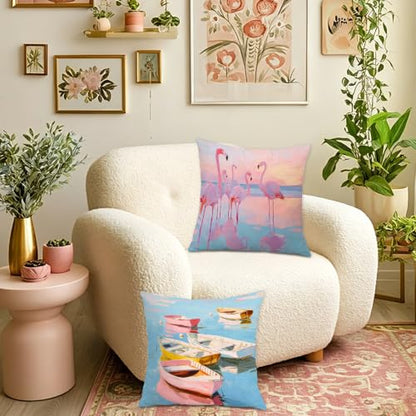 Pastel Nautical Ocean Throw Pillow Covers 18x18 Set of 2 - color: Colour -Dd