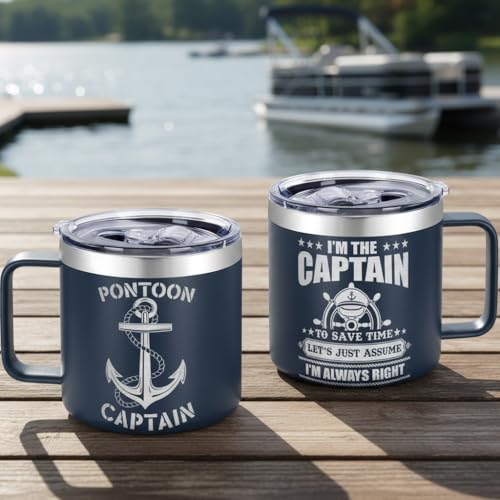 14 Oz Boating Tumbler – Captain & Boat Owner Gift, Nautical Accessories for Men, Pontoon Boater Gift, Funny Boat Lover Drinkware - color: Captain Always Right