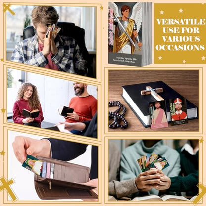 Motiskyy 120 Pcs Catholic Gift Catholic Prayer Card with Saint Stories - style: English Colorful Style