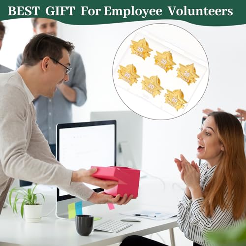 Tigeen 12 Pcs Year Service Reward Pins Star Enamel Pins, 20 Years - style: 20 Years