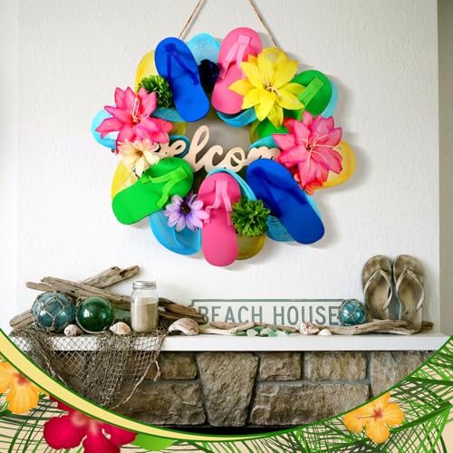 Cinnvoice Beach Slippers Wreath Artificial Front Door Wreath - style: Beach Slippers