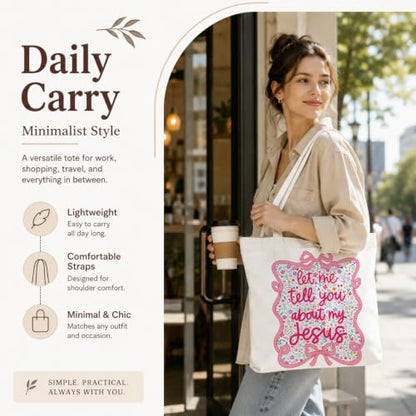 Christian Canvas Tote Bag, Bible Verse Reusable Shopping Bag - color: Bible-1