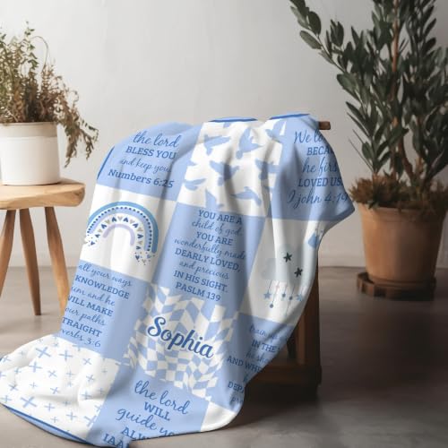 Personalized Baby Blankets with Name Christian Baby Gifts Cute Blanket - color: Color B