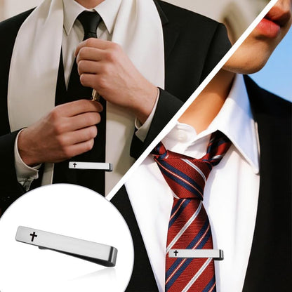 Cross Tie Clip for Men Pastor Officiant Tie Bar for Grandson Brother Son 1st First Communion Decorations for Boys Son Nephew Religious Confirmation Gifts for Boys Brother Grandson Cross Tie Bars