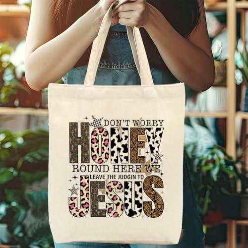 Faith Canvas Tote Bag, Christian Gifts for Women Girls Mom Sister Inspirational Bible Verse Birthday Christmas - color: Boho Christian 812