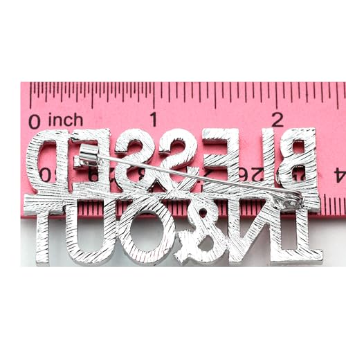 Blessed in & Out Bible Verse Words Letters Christian Brooch Pin
