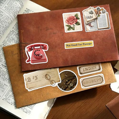 Bomichi Vintage Sticker Book, 30 Sheets 308 Pcs Aesthetics Stickers for Journaling Scrapbooking Bullet Journals Planners Letter Card Making - style: Vintage sticker book