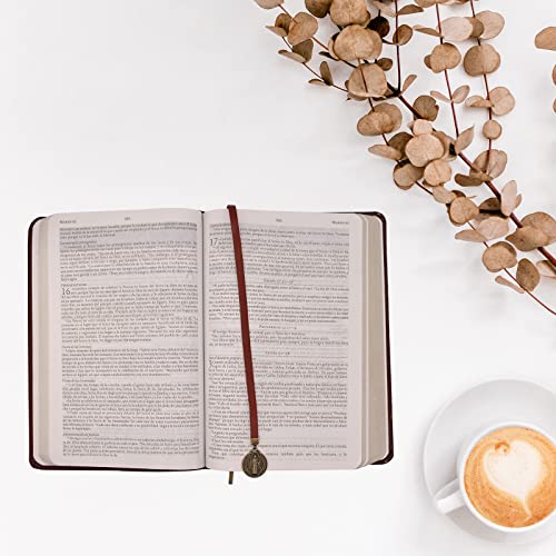 BLBMH Genuine Leather Bible Bookmark with Cross | Catholic Gifts for Men Dad | Christian Book Marker with Ribbon - LB4 - color: Alb4