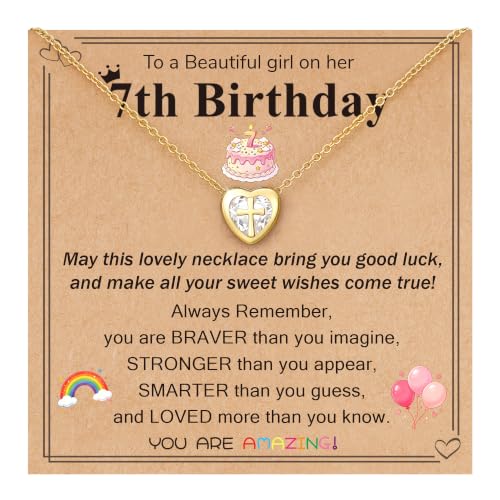 3-12 Year Old Birthday Gifts Heart Cross Necklace Gifts - style: 7th Birthday