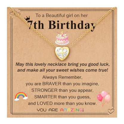 3-12 Year Old Birthday Gifts Heart Cross Necklace Gifts - style: 7th Birthday