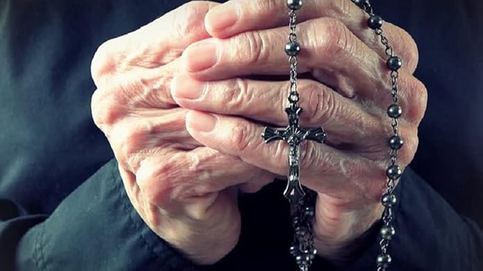 Rosary Beads Catholic for Man and Woman - Natural Black Stone Gemstone Rosary Beads, Catholic Gifts