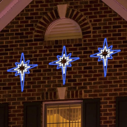 Large 28inch Twinkle Bethlehem Star Pre-lit 216 Super-Bright LED Outdoor Christmas Decoration with 11 Functions and Timer Waterproof for Outdoor Home Party Wall(Blue and White) - size: Ultra-Large 28" Blue and White
