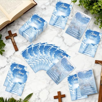 Spanish Gospel Tract Cards, Christian Evangelism Bible Cards for Church - color: JESÚS ES EL ÚNICO CAMINO AL CIELO