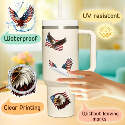 4 Pcs Eagle Stickers - American Bald Eagle Waterproof Vinyl Decals for Car - color: Eagle Stickers