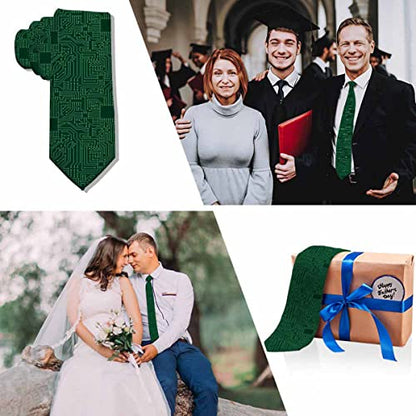 Black Dots Men's Neckties Retro Classic Circle Geometry Men's Tie for Mens Teens Business Work Casual Wedding Party - color: Computer Circuit Board