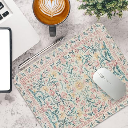 UTELKA Retro Boho Flroal Mouse Pad, Cute Mousepad for Desk Women 10x8 - color: Pink Flroal Carpet Rug, size: 10.2L x 8.2W inches