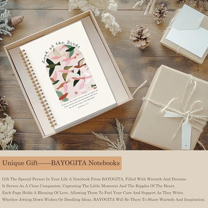 Christian Bird Spiral Notebooks, Matthew 6:26 Bible Journaling Notebook, Religious Prayer Journal for Woman, Church Notes Notebook, Christian Gifts for Women, 5.5x8.3 Inches - color: Birds Bible