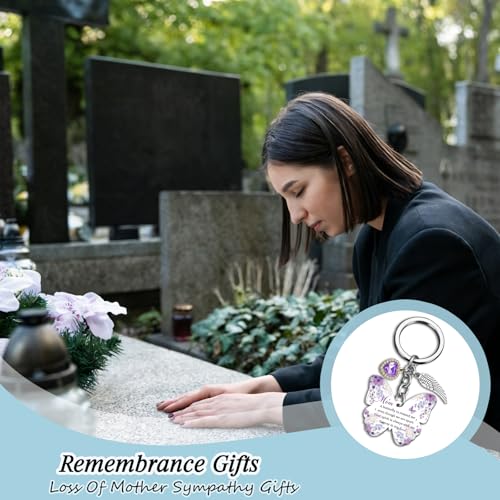 OEHEDOU Butterfly Gifts Keychain For Women Men Family Members Memorial Gift - color: Purple Mom