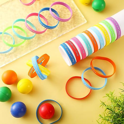 Estune 120 Pcs Bible Verse Bracelets Christian Wristbands, Bright Color - color: Bright Color