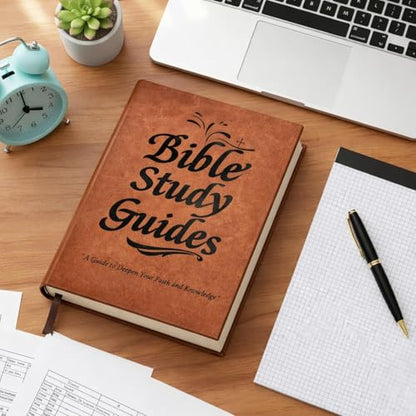 Bible Study Guide for Women – 66 Pages Bible Study Guides with Scripture Summaries, Daily Reflection & Prayer Journal, Christian Devotional Notebook with PU Leather Cover (Brown)