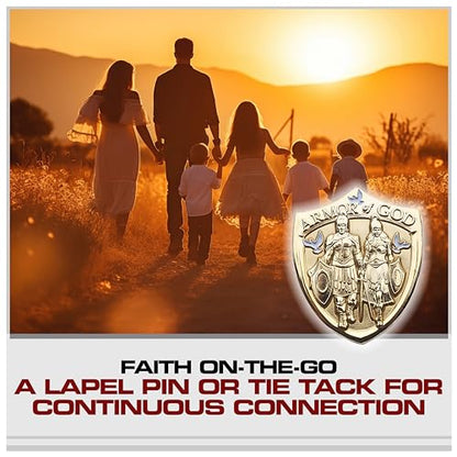 Armor of God Shield Lapel Pin by Armor Coin & Emblem - Elegant Spiritual Emblem - Divine Protection - Christian Accessory - Religious Collectible Gold Tie Tac