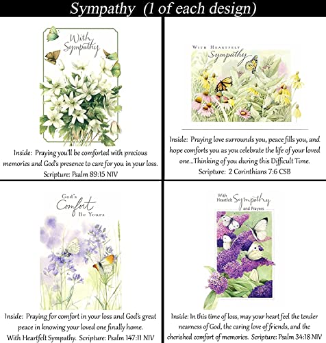 Sympathy Cards ~ No Repeated Designs~ 32 Cards and Designs ~ Christian/Religious Greeting Card Assortment ~ Scripture in every card ~ Envelopes Included