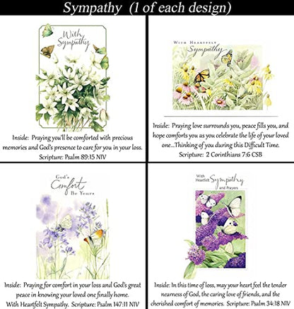 Sympathy Cards ~ No Repeated Designs~ 32 Cards and Designs ~ Christian/Religious Greeting Card Assortment ~ Scripture in every card ~ Envelopes Included