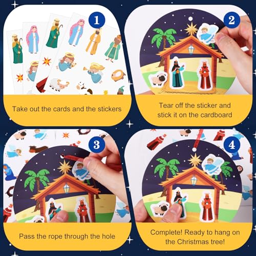 FaCraft Religious Craft Sticker for Kids - Make a Nativity Scene Stickers - color: D-24pcs