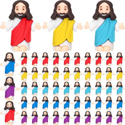 Barydat 50 Pcs Little Jesus Figures Baby Mini Jesus Figurines Bulk to Hide and Seek Tiny Miniature Christ Savior Figurine Toy Religious Gift for Easter Egg Stuffer Sunday School Baptism, Multicolor