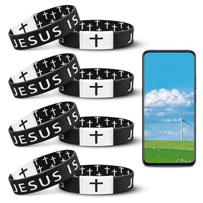 4PCS Daily Bible Verse WWJD Bracelet, Christian Jesus Bracelet for Women Men, Jesus Gift Wristband, What Would Jesus Do Bracelet - style: 4 Black JESUS IS KING