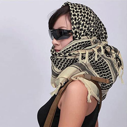 Aonal Military Shemagh Tactical Desert Scarf, Keffiyeh Scarf for Men - color: Khaki